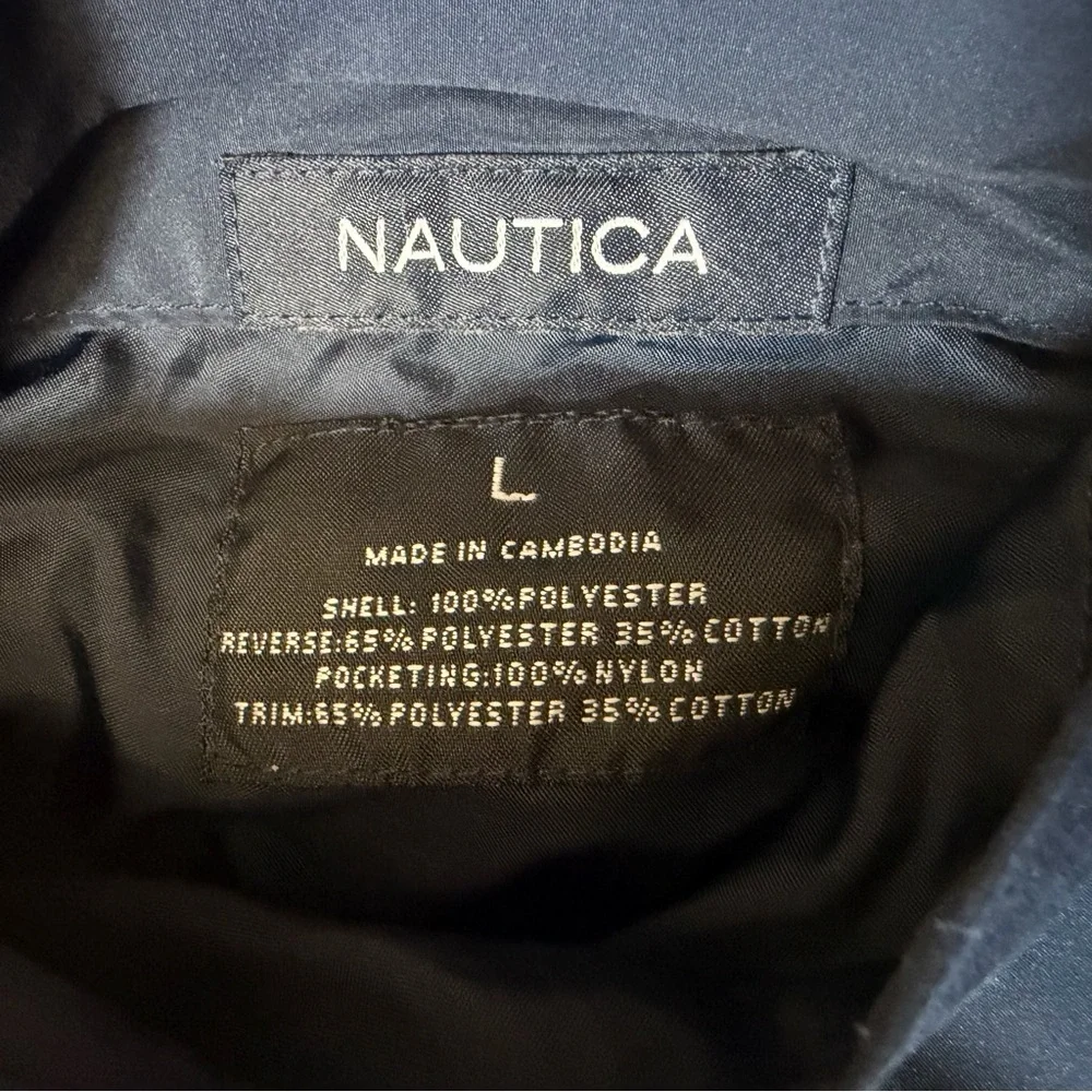 Vintage Nautica‎ Men’s Large Reversible Windbreaker Bomber Jacket Navy Heathered